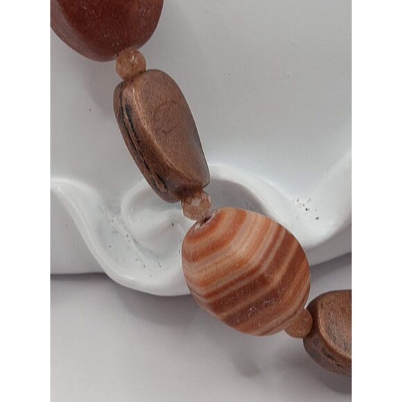 Vintage Copper and Root Beer Agate Beaded Necklace w Copper Clasp - Picture 4 of 6